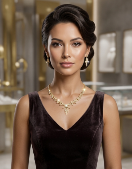Elegant American Diamond Necklace Set with Floral Drop Design