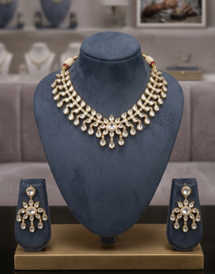 Royal Kundan Bridal Necklace Set with Matching Earrings